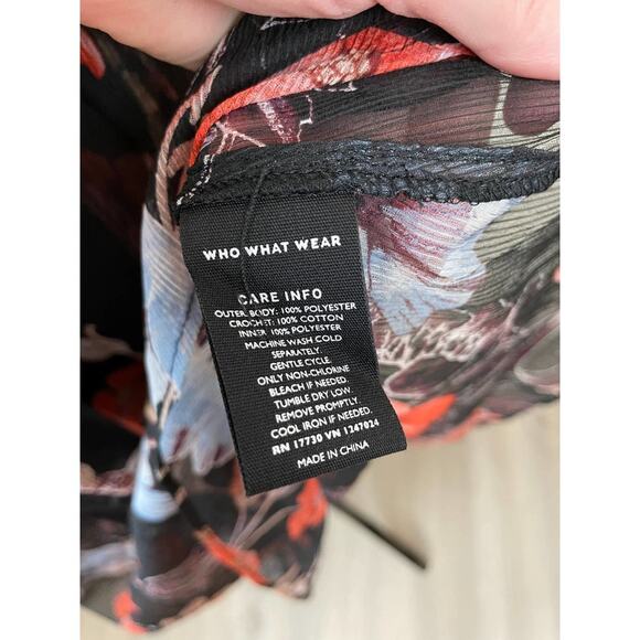 Who What Where Winter Bloom Black Red Floral Midi Dress Size XS New - Picture 6 of 8